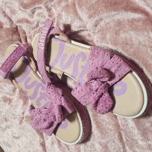 Justice Lavendar Eyelet Lace Bow Sandals GIRLS 2